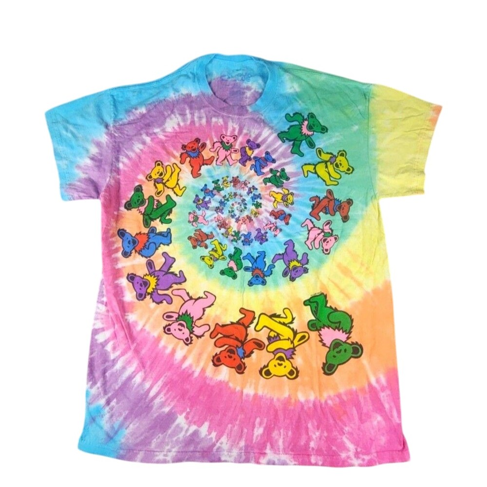 Grateful Dead Shirt Mens XL Multicolor Tie Dye Dancing Bears Tee Liquid Blue